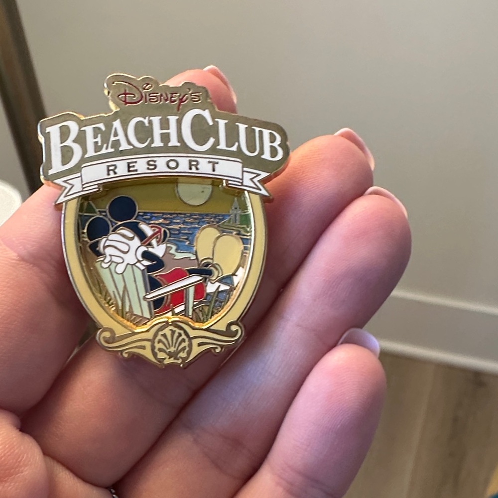 Disney Beach Club Resort Enamel Pin | Gold Blue Red | Disney Parks